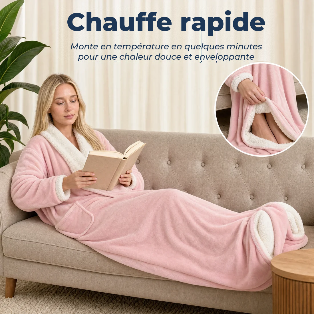 Le Rose Poudré, plaid chauffant à manches Mitoufli, photo 2