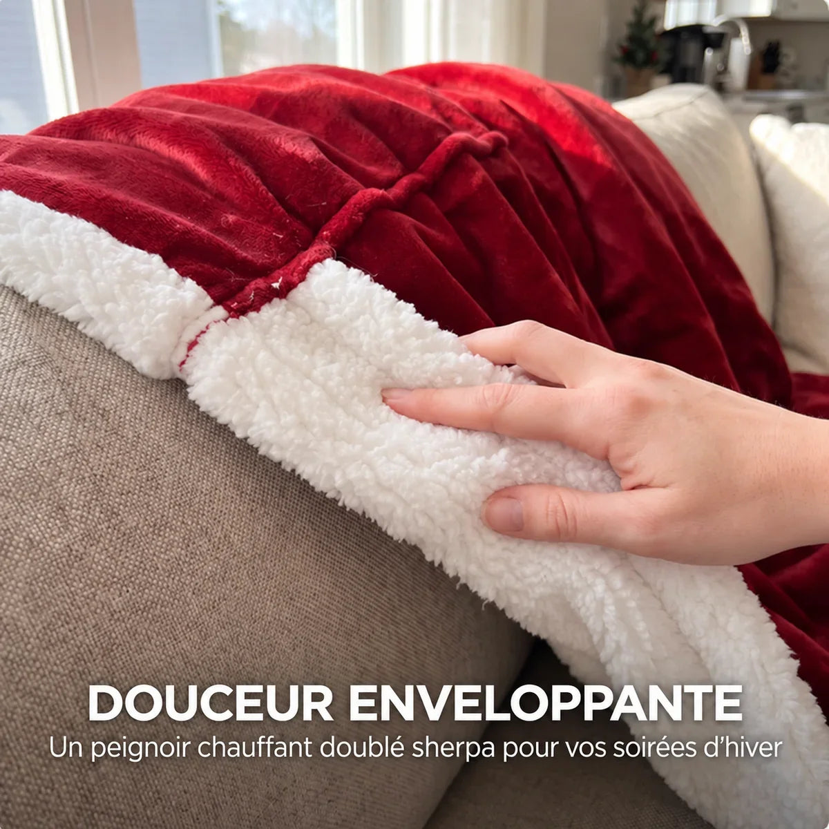 Le Rouge Braise, plaid chauffant à manches Mitoufli, photo 5